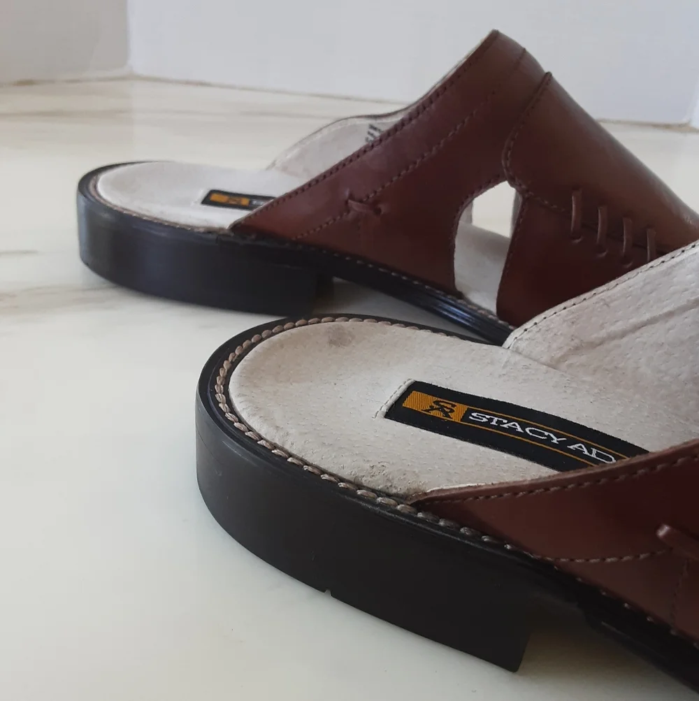 STACY ADAMS Brown Leather Fisherman Slip-On Sandals Sz 11.5 M